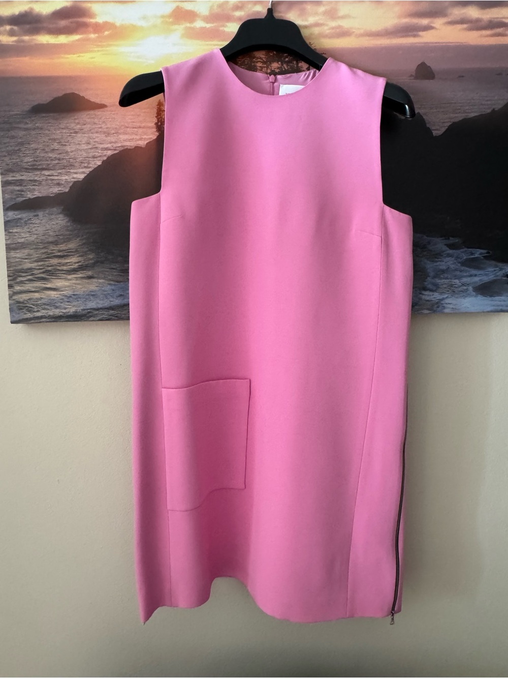 Victoria Beckham Satin Back Crepe Orchid Pink Sleeveless Shift Dress/6/ NWT